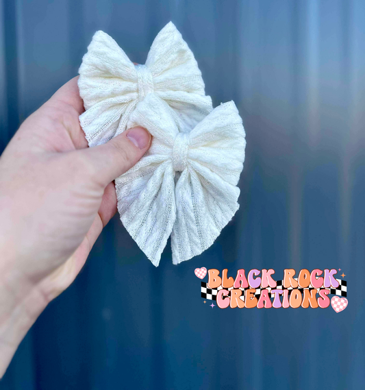 White cable knit bows - all styles
