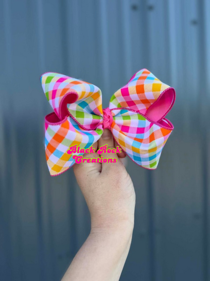 Summer gingham ribbon bows - more sizes