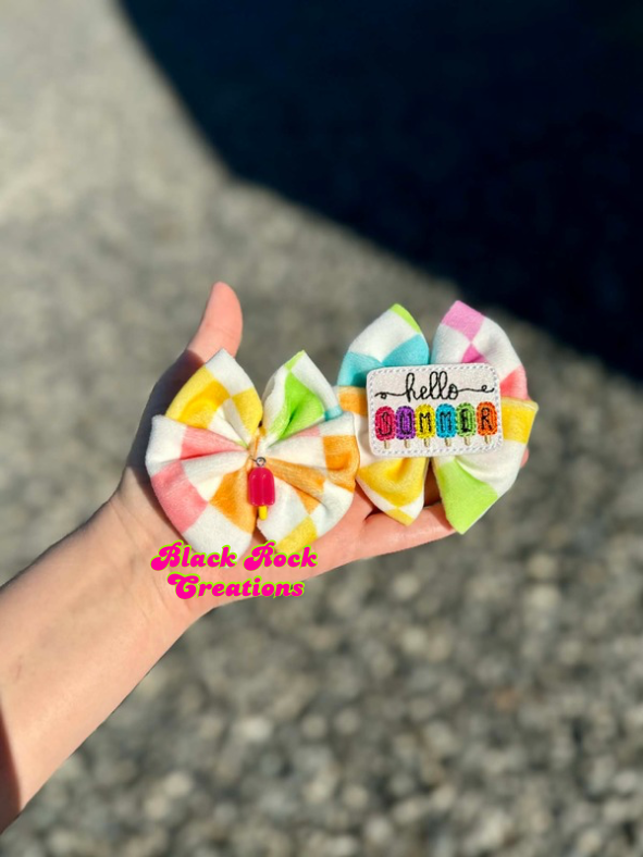 Summer vibes checkered plushy Bows