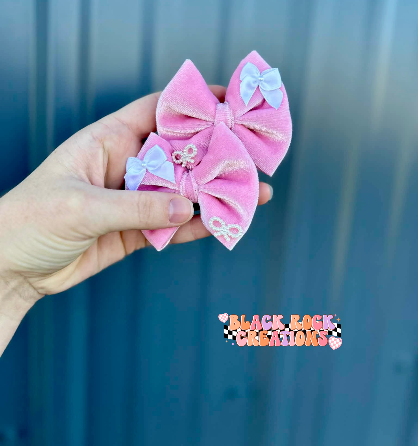 Pink velvet girly bows - all styles