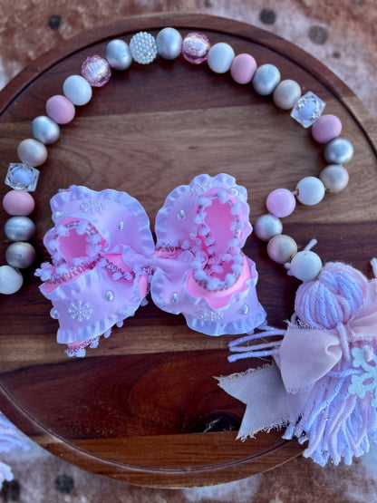 Pink Christmas ribbon bows - 5"
