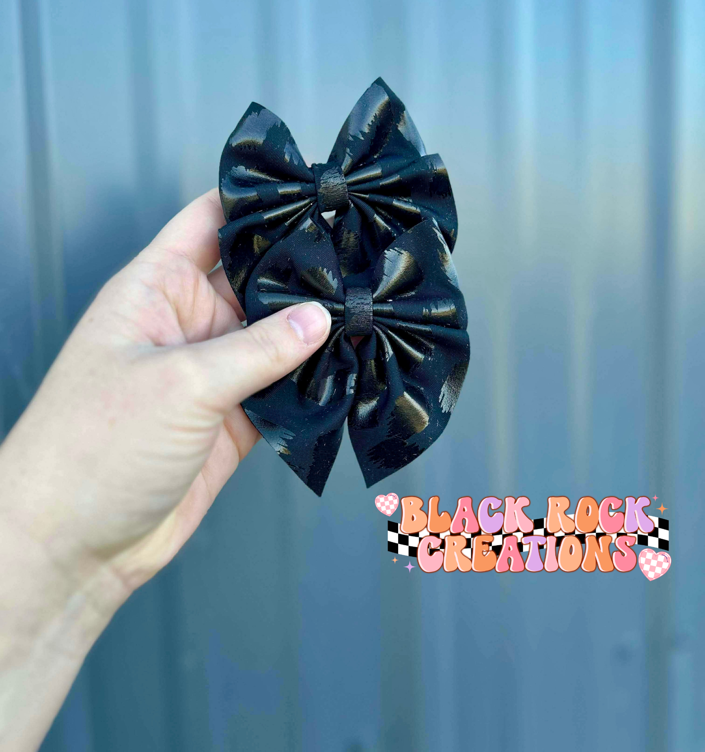Leopard black on black bows - all styles