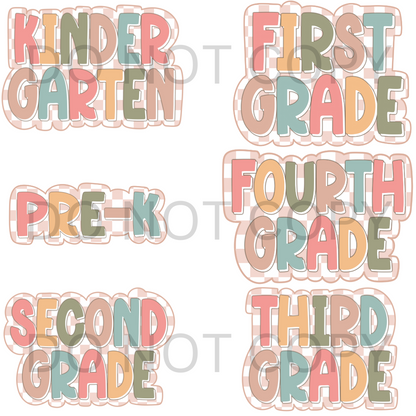 toddler, youth back to school shirt girls checkered - more grades