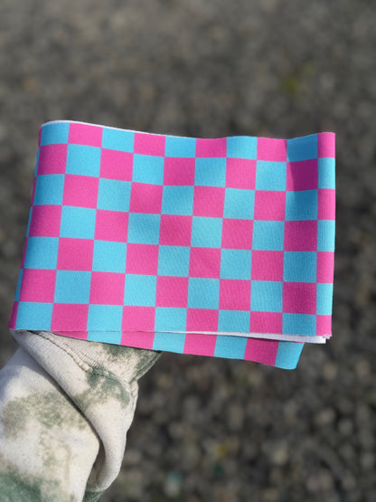 Pink & blue checkered bows - all styles LEAVE HARDWARE IN NOTES PLZ (CLIP OR NYLON)