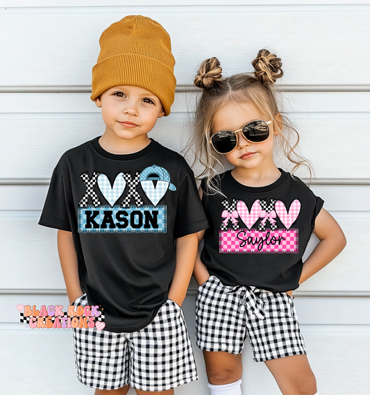 XOXO valentines name toddler tee