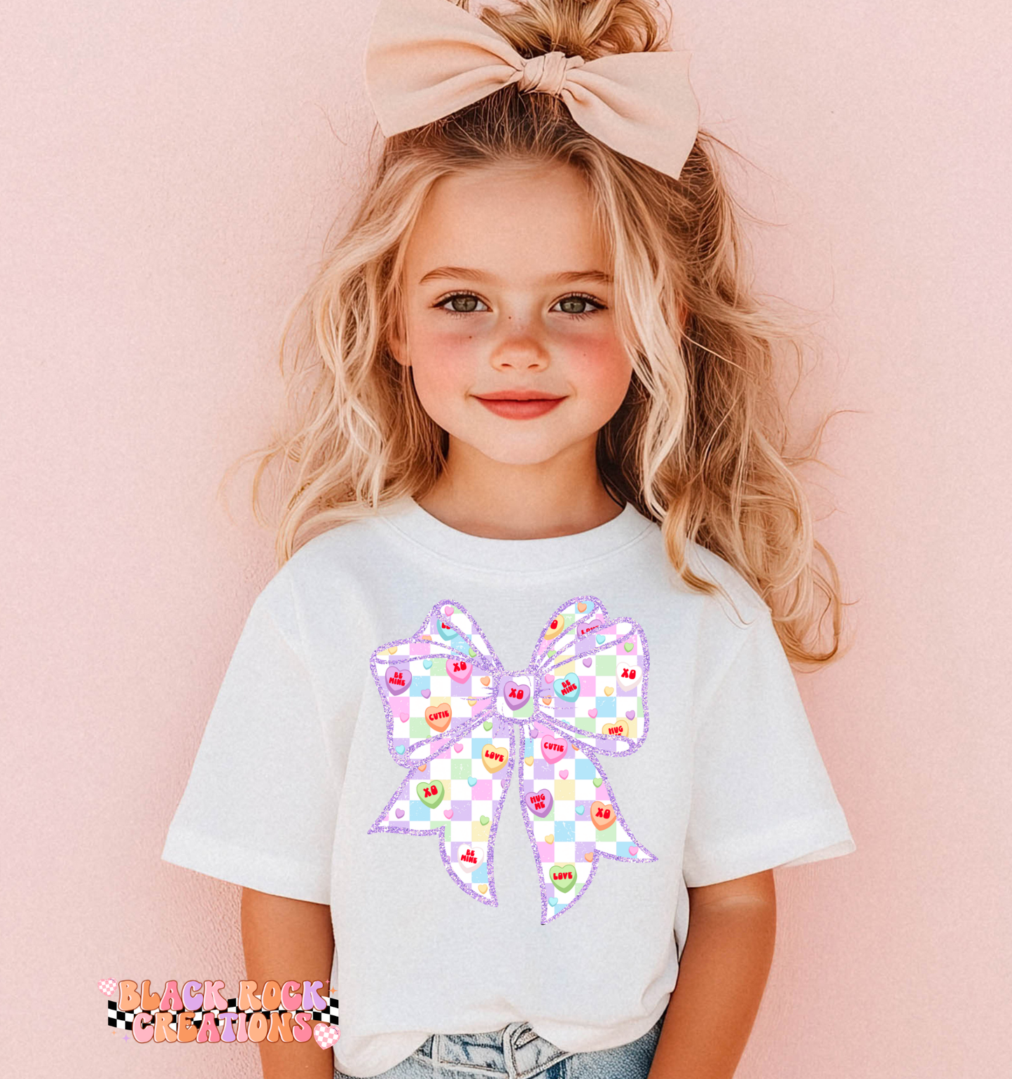 Convo hearts bow toddler tee