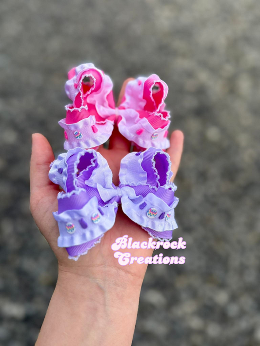 Bunny Easter ribbon piggies 3.5” clips