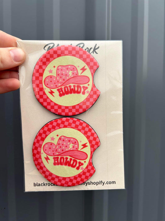 Howdy neoprene car coasters