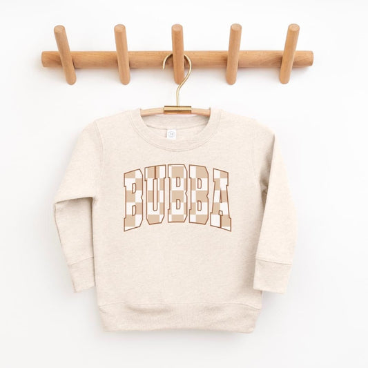 Neutral checkered bubba toddler sweatshirt