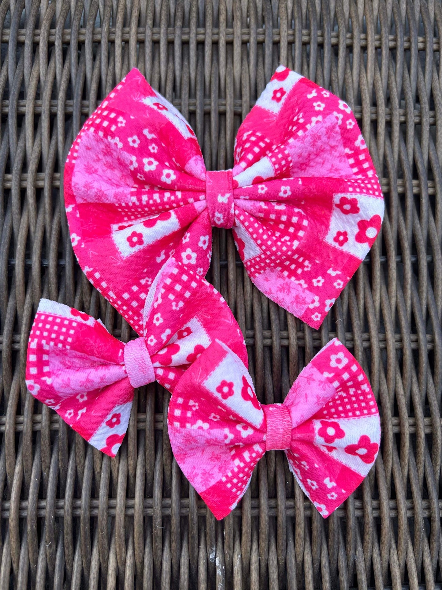 Pink Patchwork florals bows