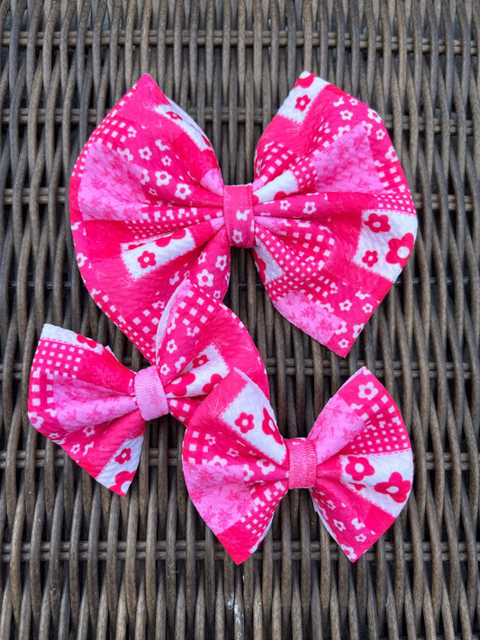 Pink Patchwork florals bows