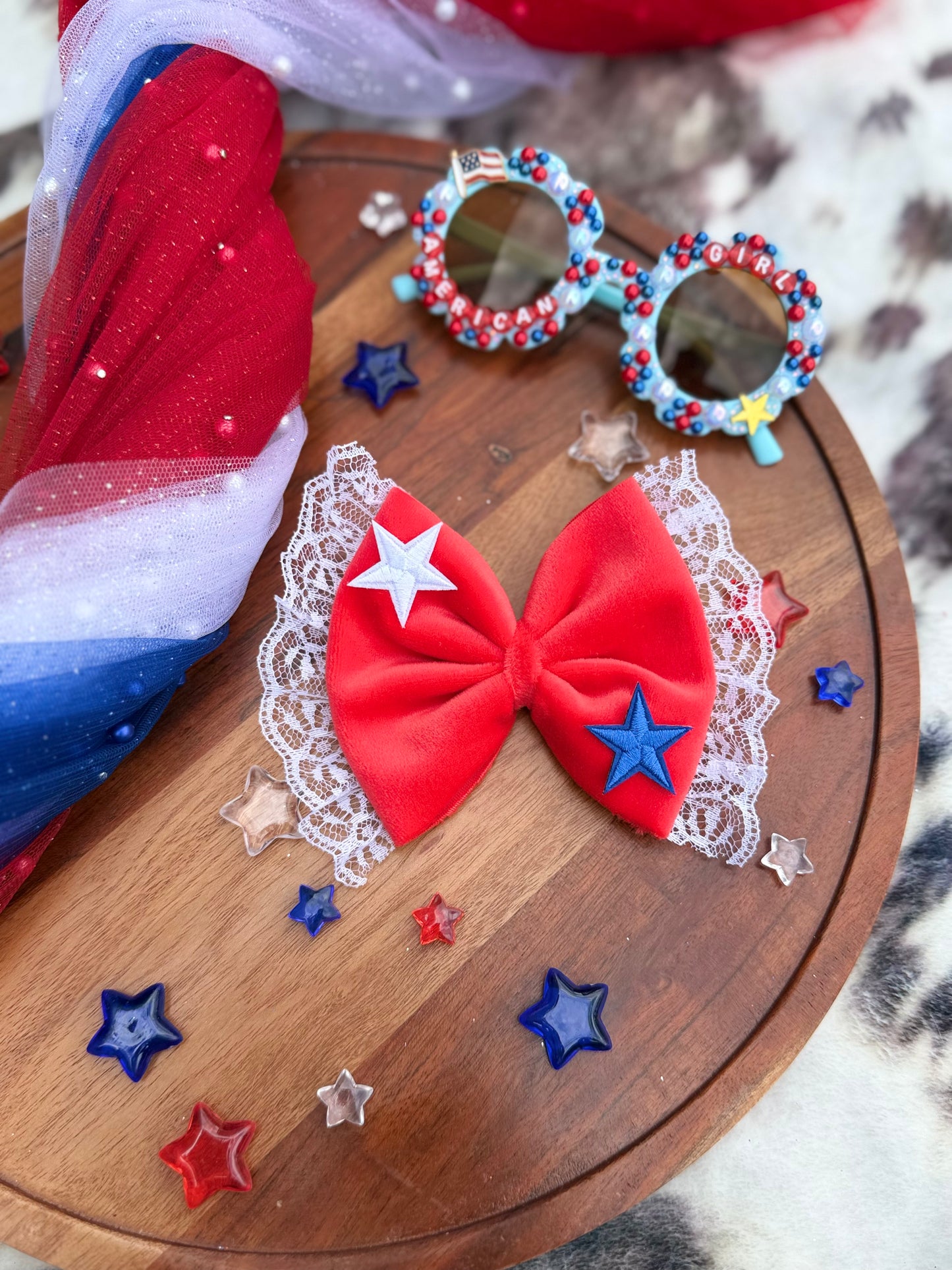 Plushy velvet RWB bows - all styles