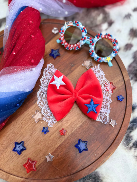 Plushy velvet RWB bows - all styles