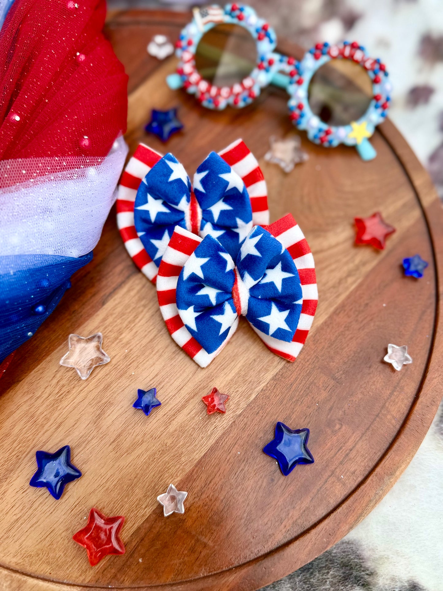 Stacked Stars and Stripes bows