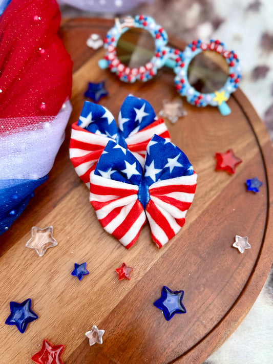 Stars and Stripes messy bows - plushy velvet