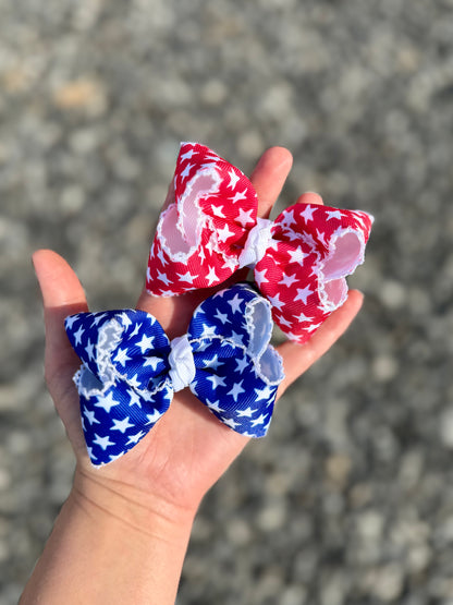 RWB mis matched piggies ribbon bow