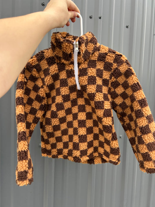 Sherpa toddler pullover - brown checkered