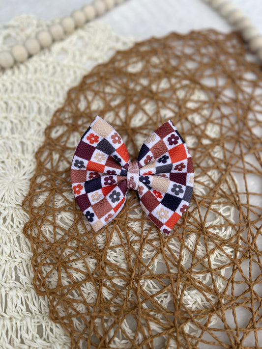 Checkered flower bow - many styles