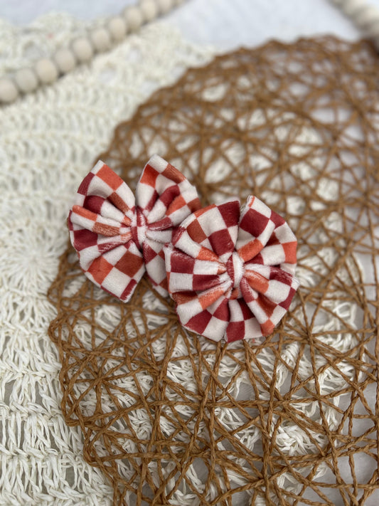 Velvet fall checkered bow - many styles