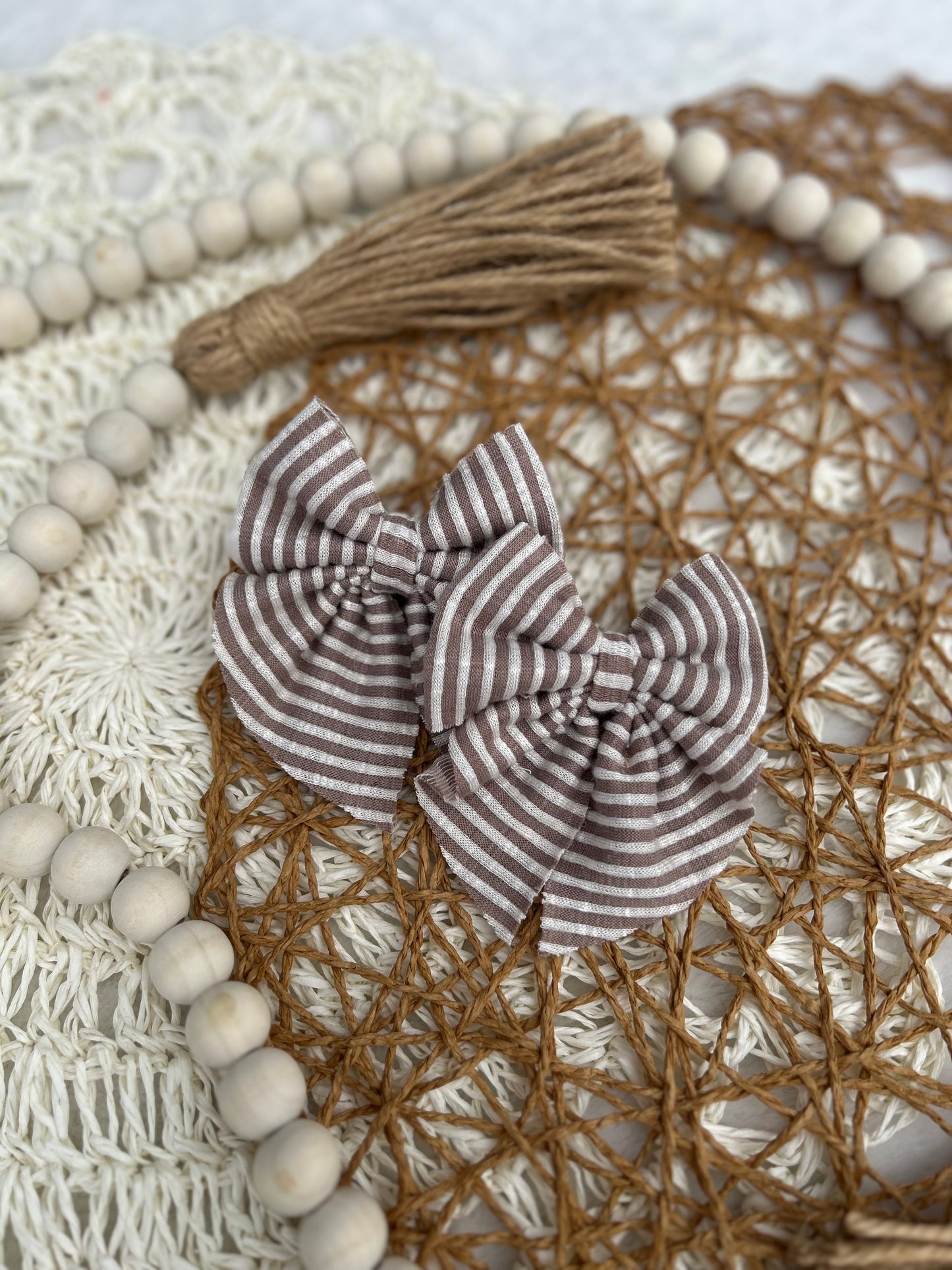 Neutral striped bow - many styles