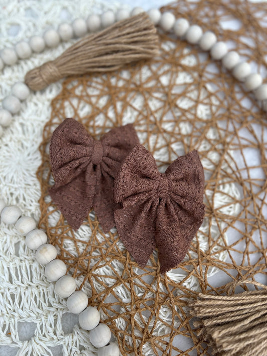 Chocolate brown sweater bow - many styles