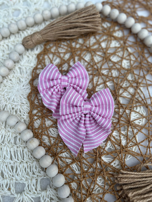 Pink striped bow - many styles