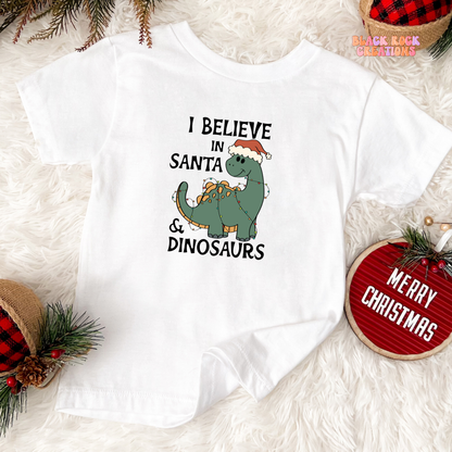 I believe in Santa and Dinos toddler tee