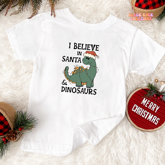 I believe in Santa and Dinos toddler tee