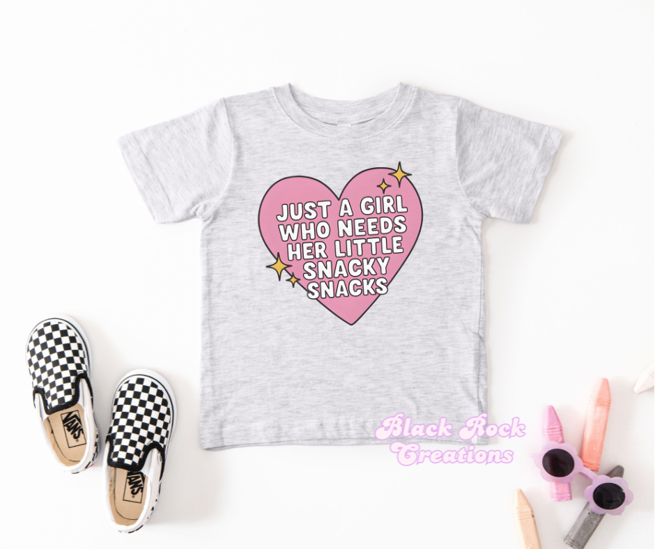 just a girl who needs snacks tee - infant & toddler
