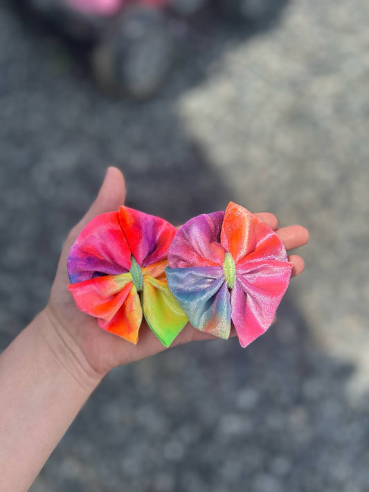 Neon tie dye bows
