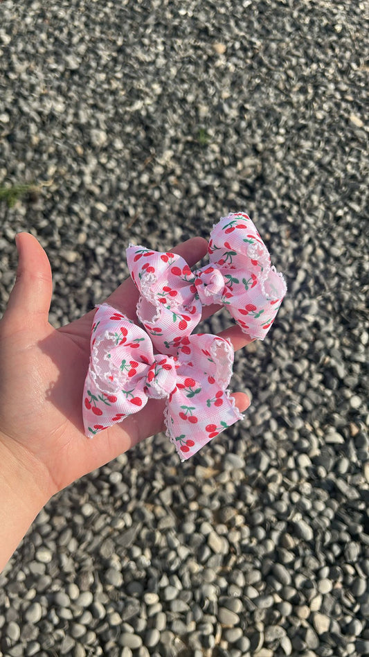 Cherry gingham ribbon bows