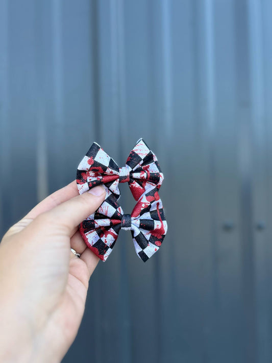 Holographic checkered splatter bows - more styles