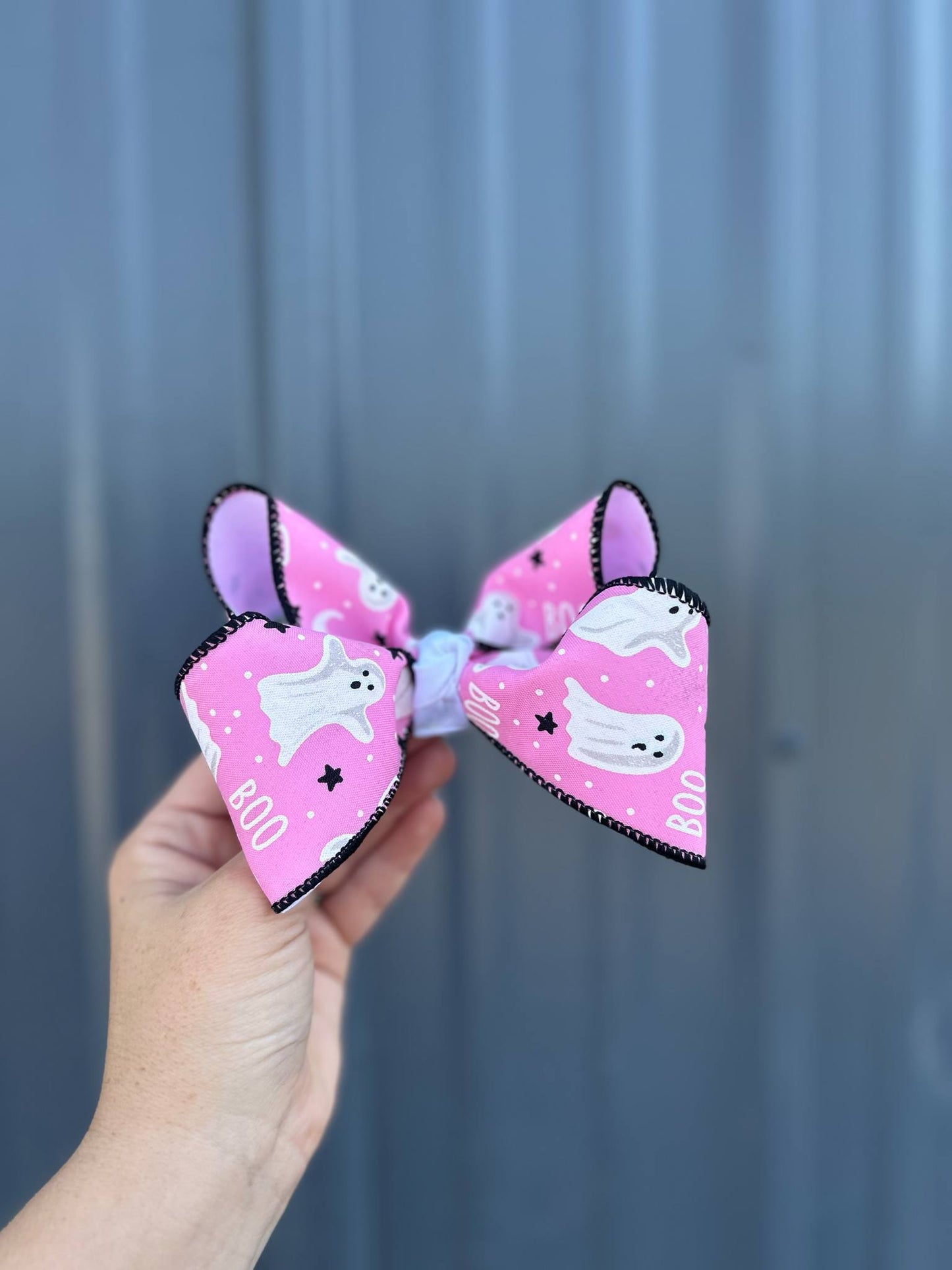 Pink ghost ribbon bow 5"