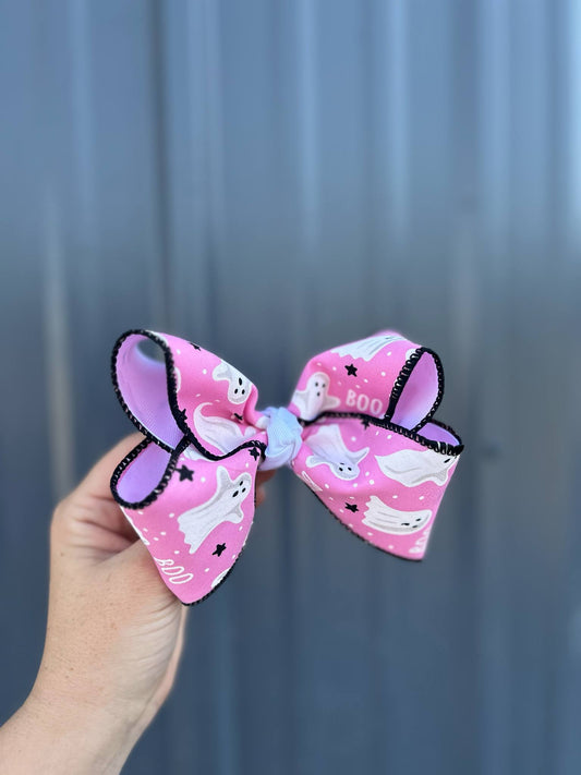 Pink ghost ribbon bow 5"