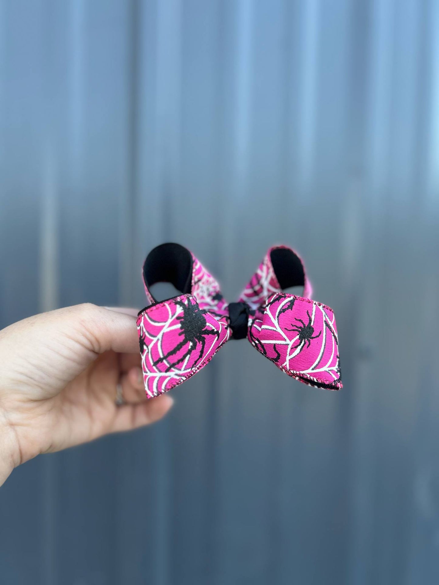 Pink spider web ribbon bow - 4" or 3.5"