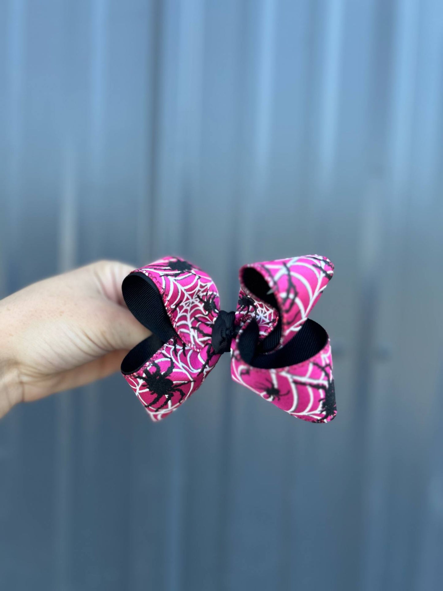 Pink spider web ribbon bow - 4" or 3.5"