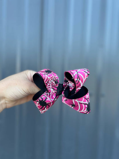 Pink spider web ribbon bow - 4" or 3.5"