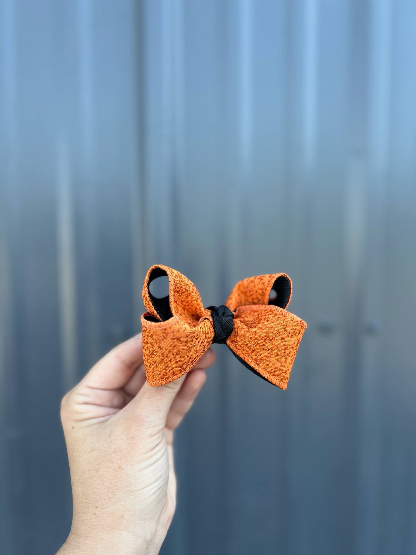 Orange glitter ribbon bow - 4" or 3.5"