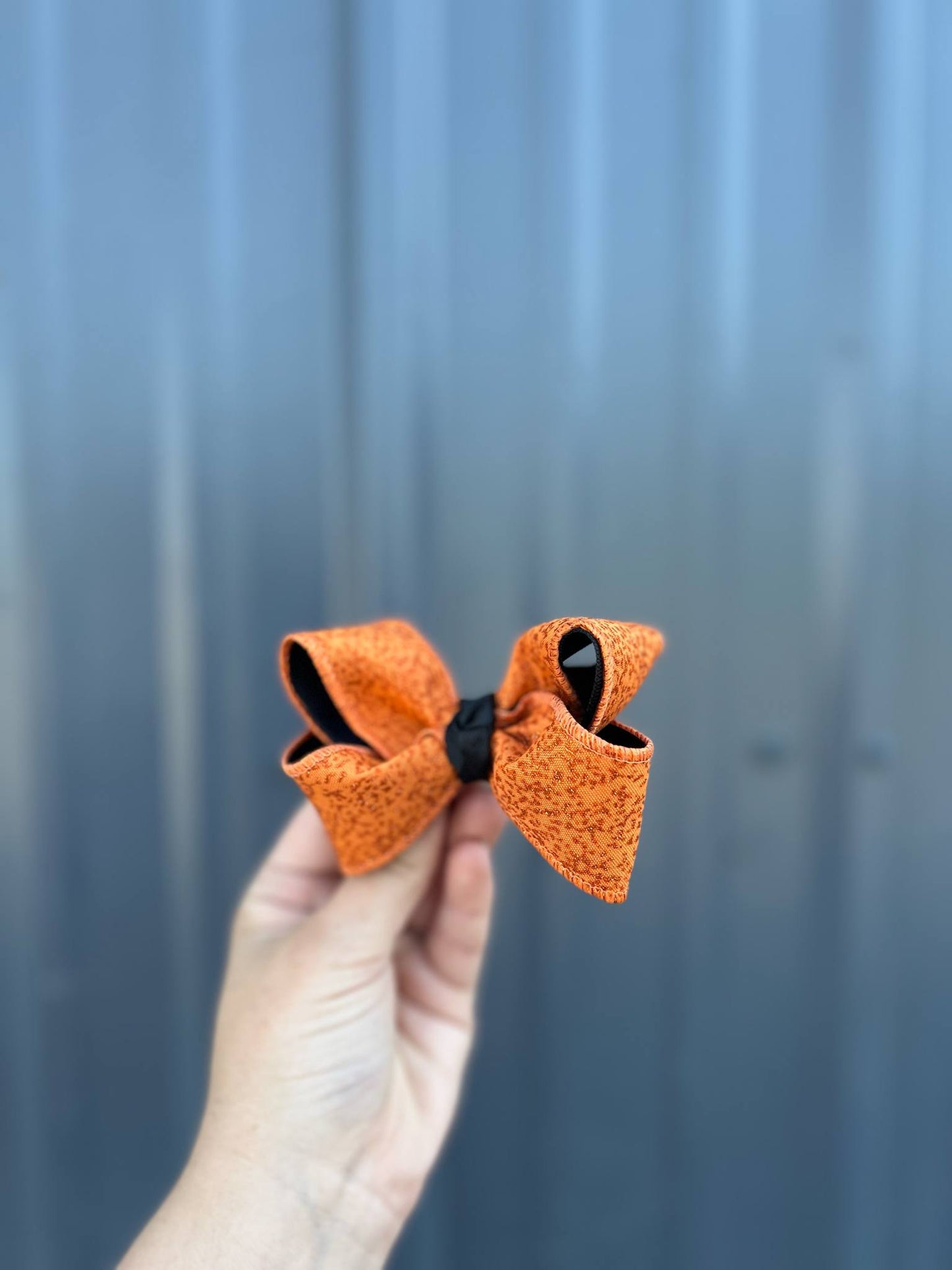 Orange glitter ribbon bow - 4" or 3.5"