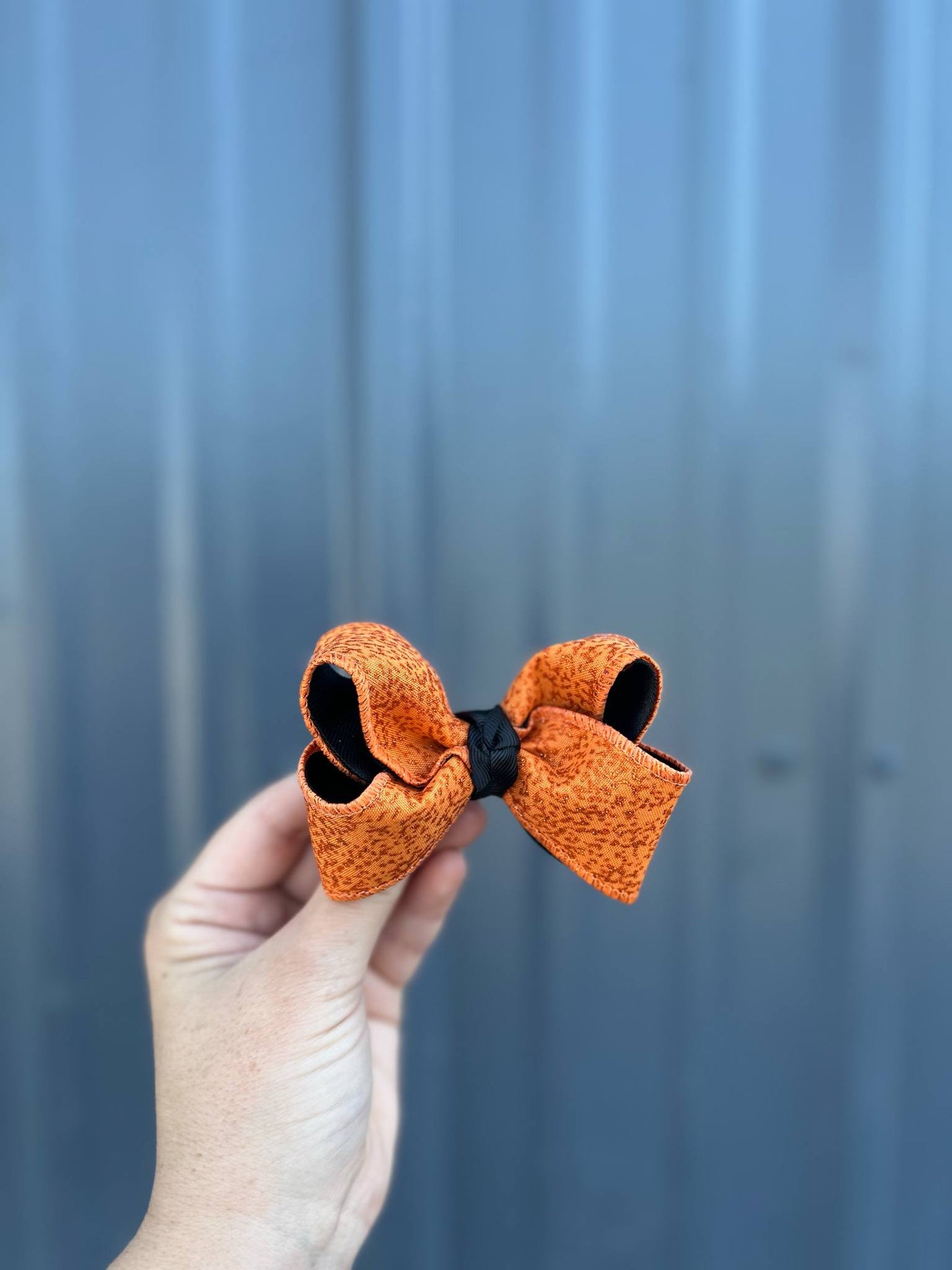 Orange glitter ribbon bow - 4" or 3.5"