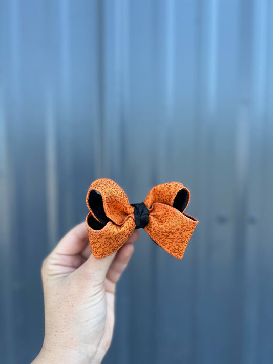 Orange glitter ribbon bow - 4" or 3.5"