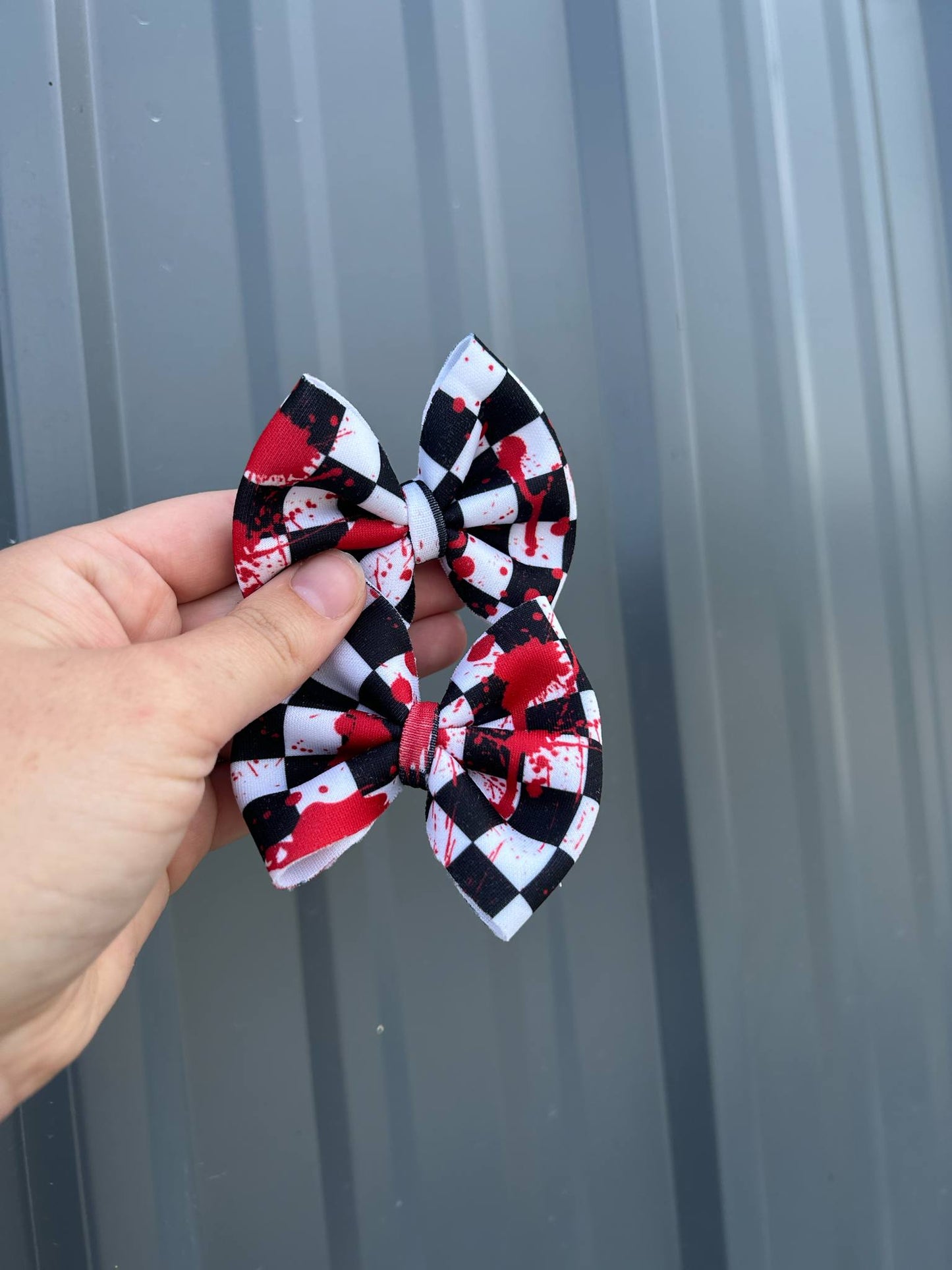 Checkered splatter bows - many styles - NOT HOLO