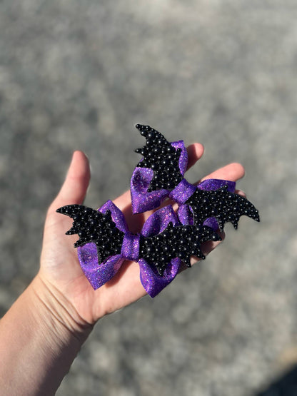 BOW ONLY LISTING Custom Pearl bat wings holo bows - many styles & colors