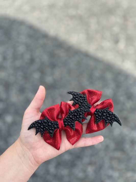 BOW ONLY LISTING Custom Pearl bat wings holo bows - many styles & colors