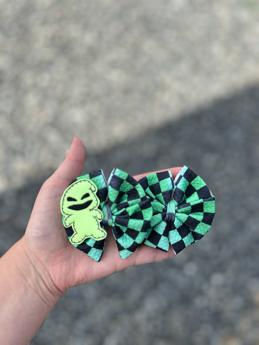 Green monster checkered bows - more styles