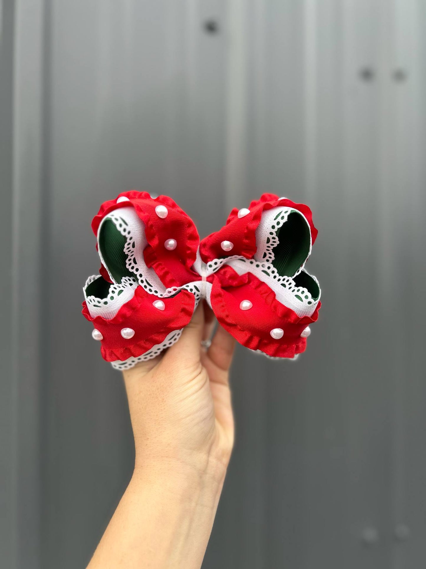 3 layered Christmas ribbon bows - 5"