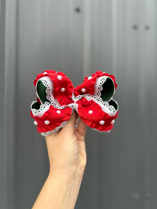 3 layered Christmas ribbon bows - 5"
