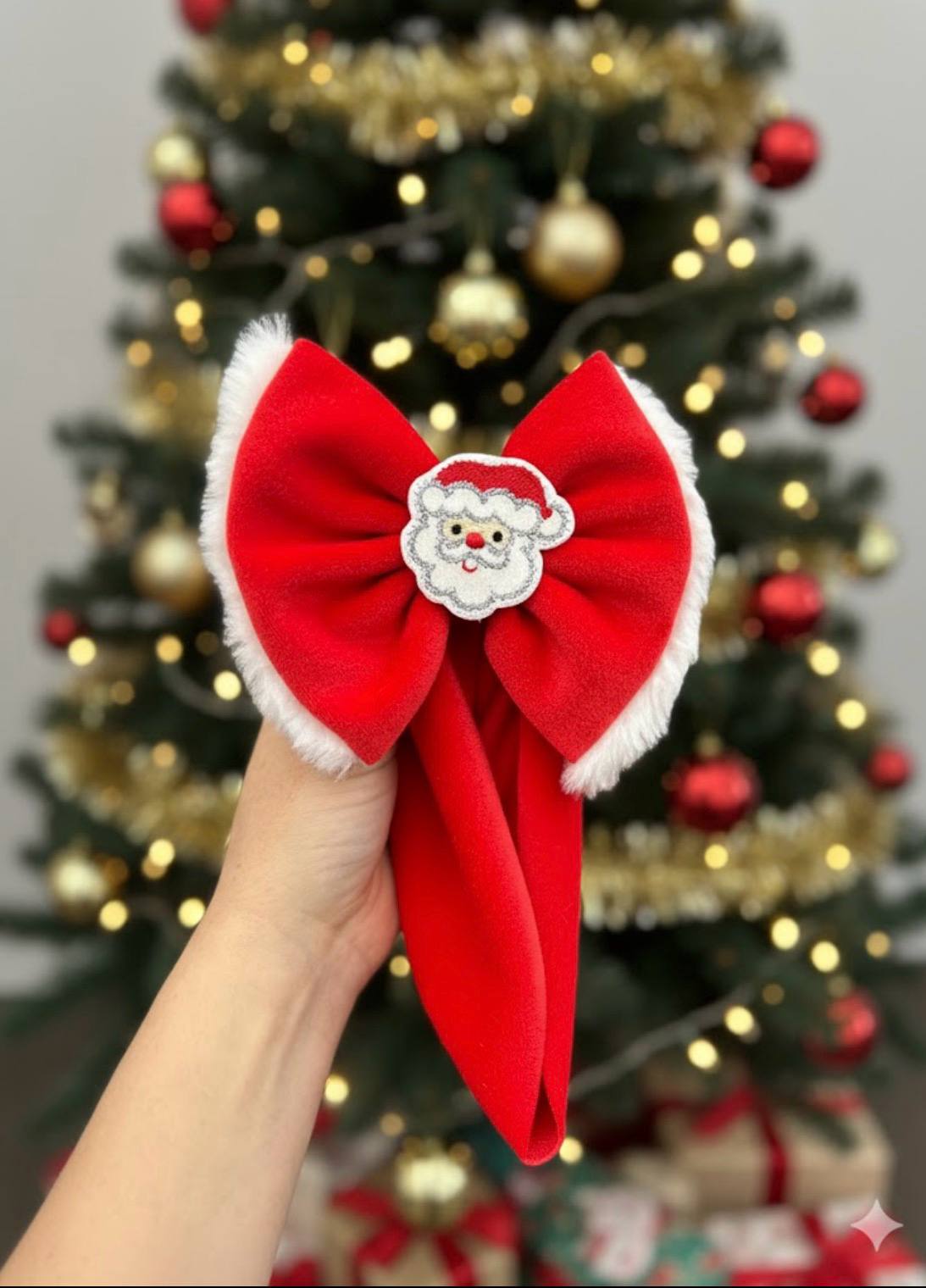 Santa plushy velvet bow - all styles