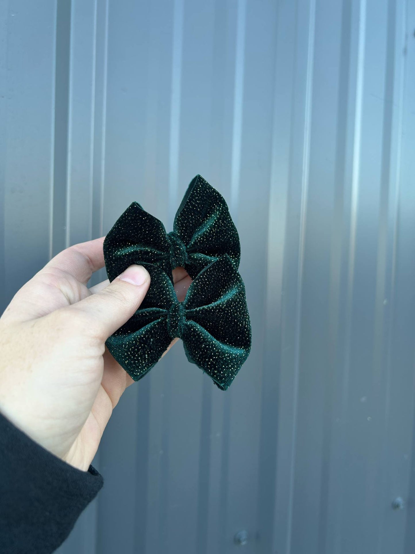 Dark green glitter velvet bows - all styles