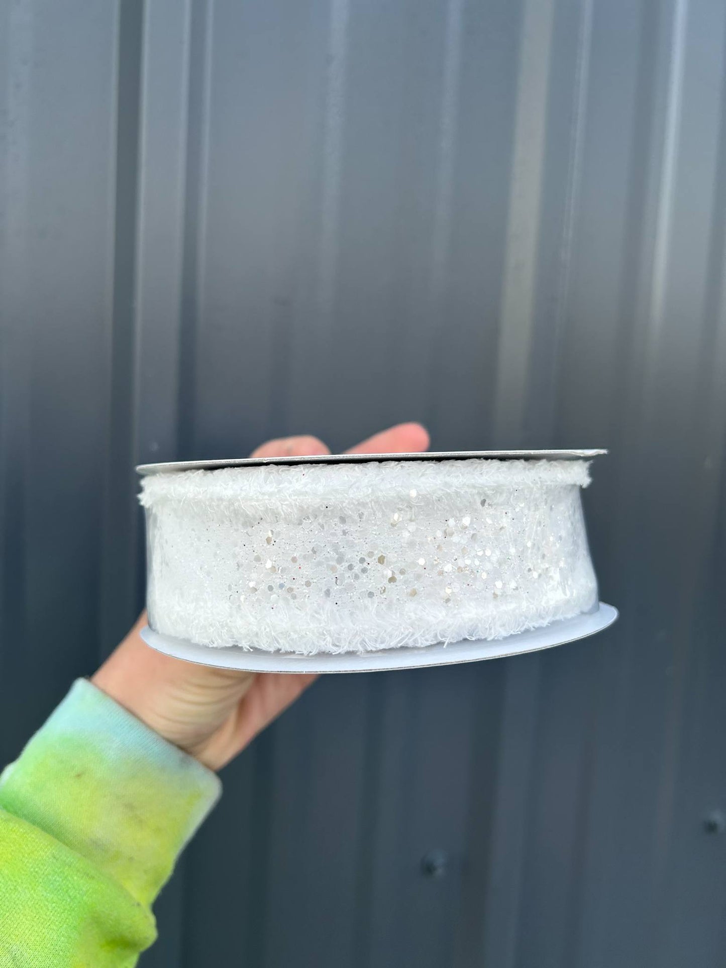 White glitter fur ribbon bows - more sizes